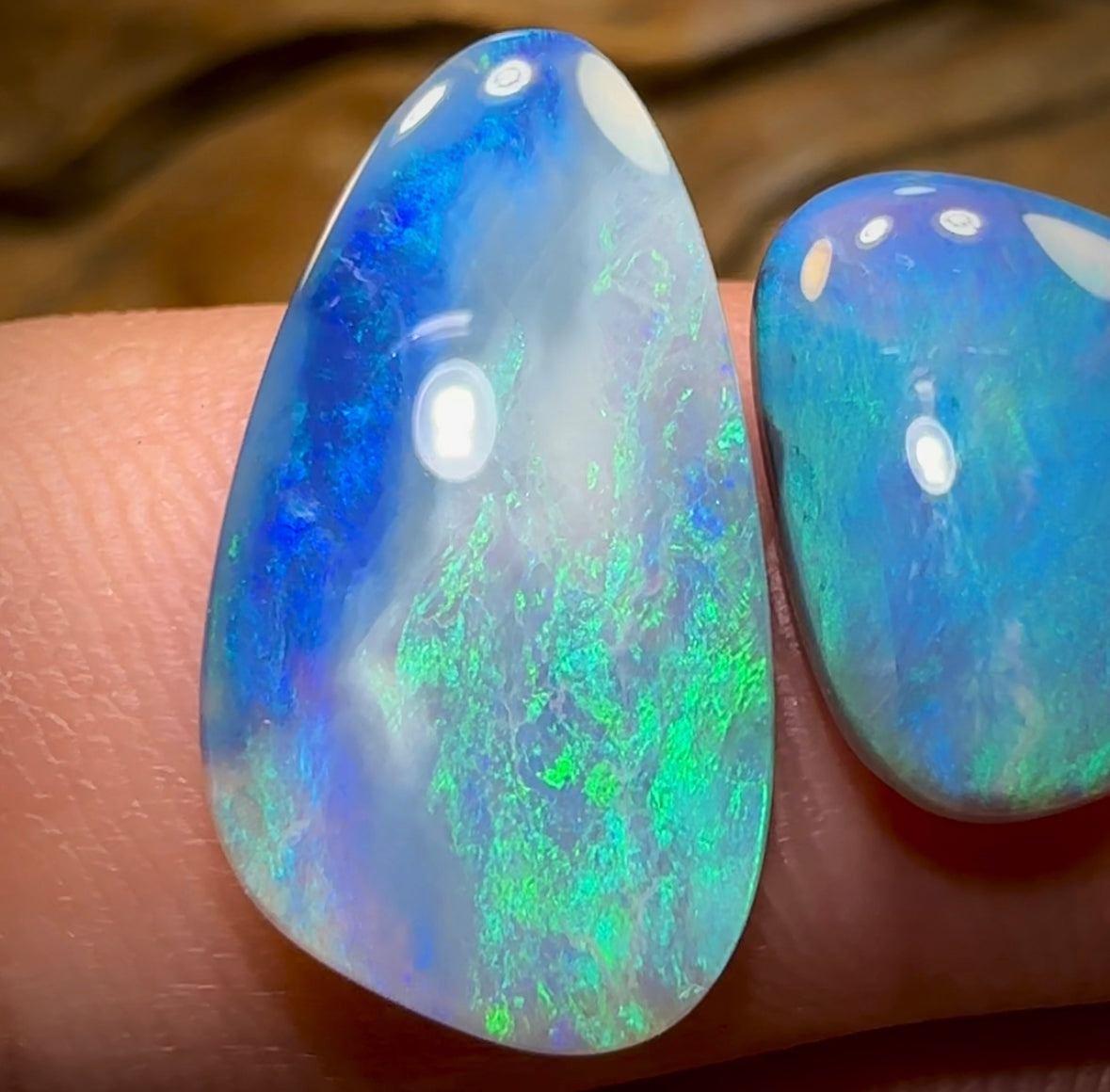 (Template) 8.3cts - Lightning Ridge Semi Black Opal Set - Opal Whisperers