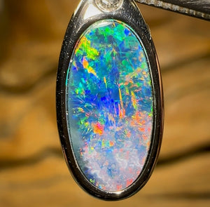 Sterling Silver - Australian￼ Boulder Opal Doublet Pendant Enchanted Forrest - Opal Whisperers