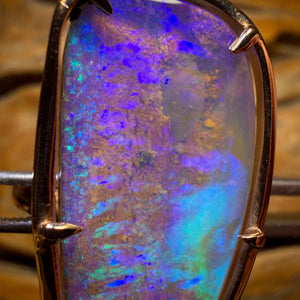 14k Rose Gold - Solid Top Queensland Boulder Pipe Opal Ring