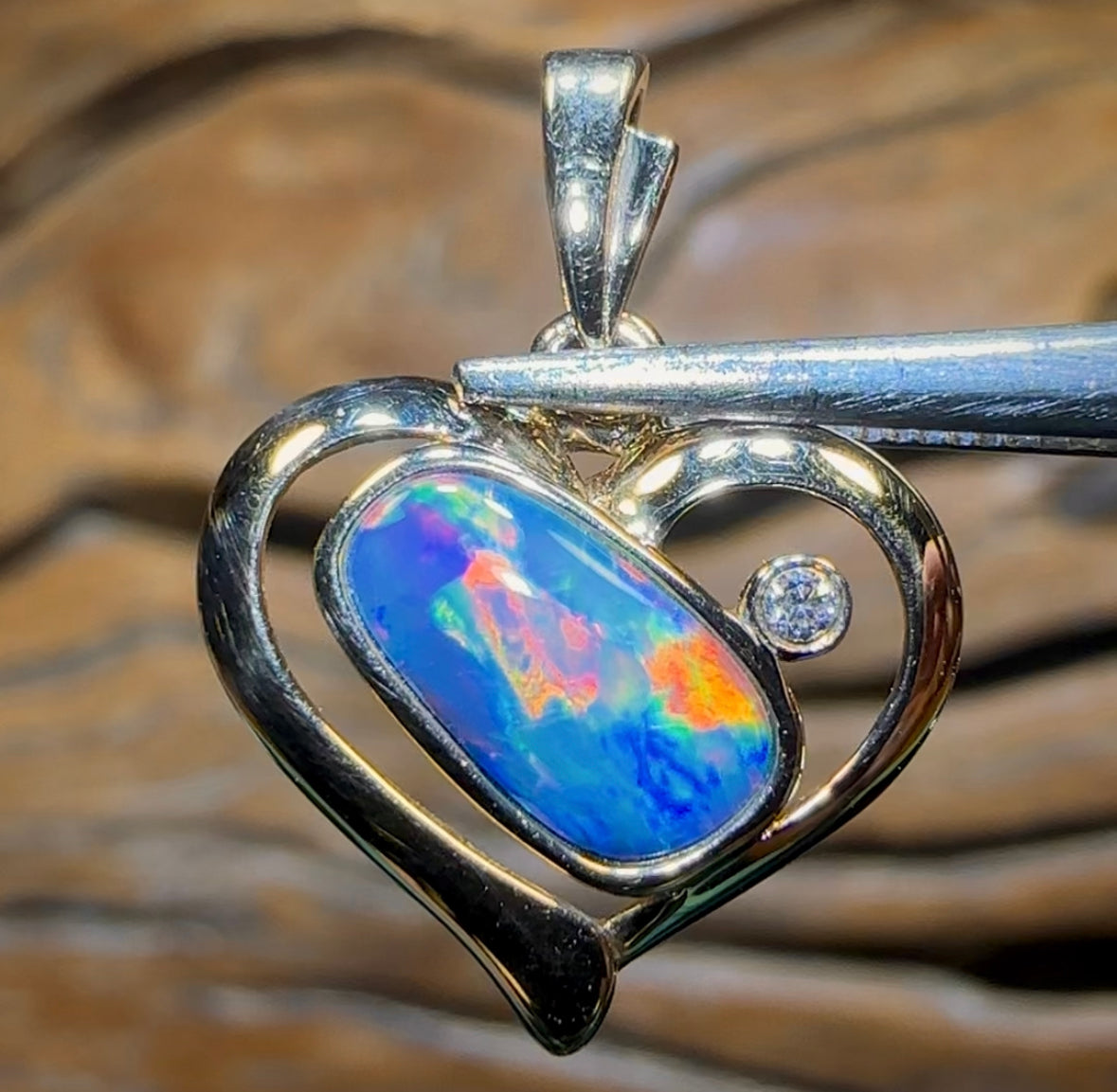 14k Gold - Queensland Boulder Opal Doublet Pendant - Opal Whisperers