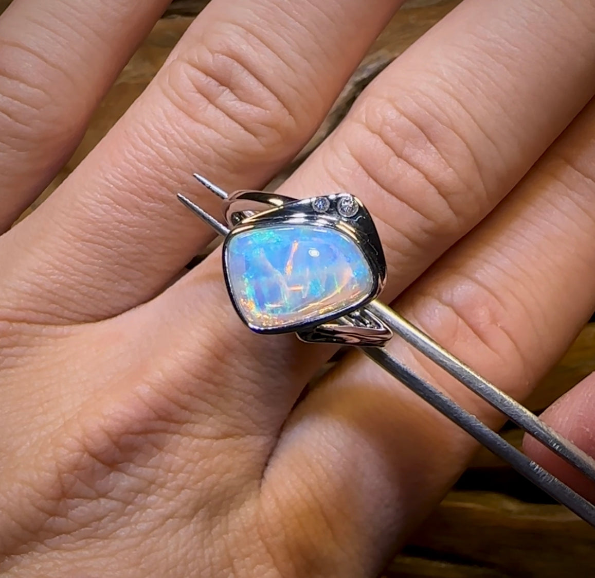Sterling Silver - South Australian Crystal Opal Ring - Opal Whisperers