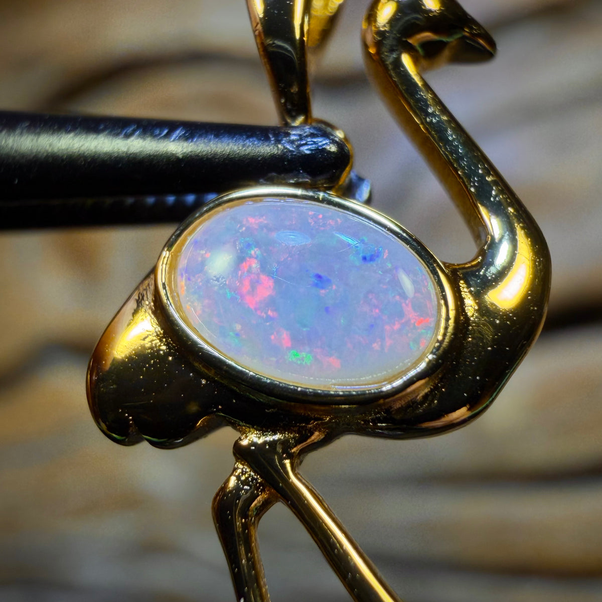 Sterling Silver Gold Plated - Solid South Australian Crystal Opal Pendant