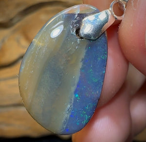 925 - Silver Boulder Opal Drilled Pendant - Opal Whisperers