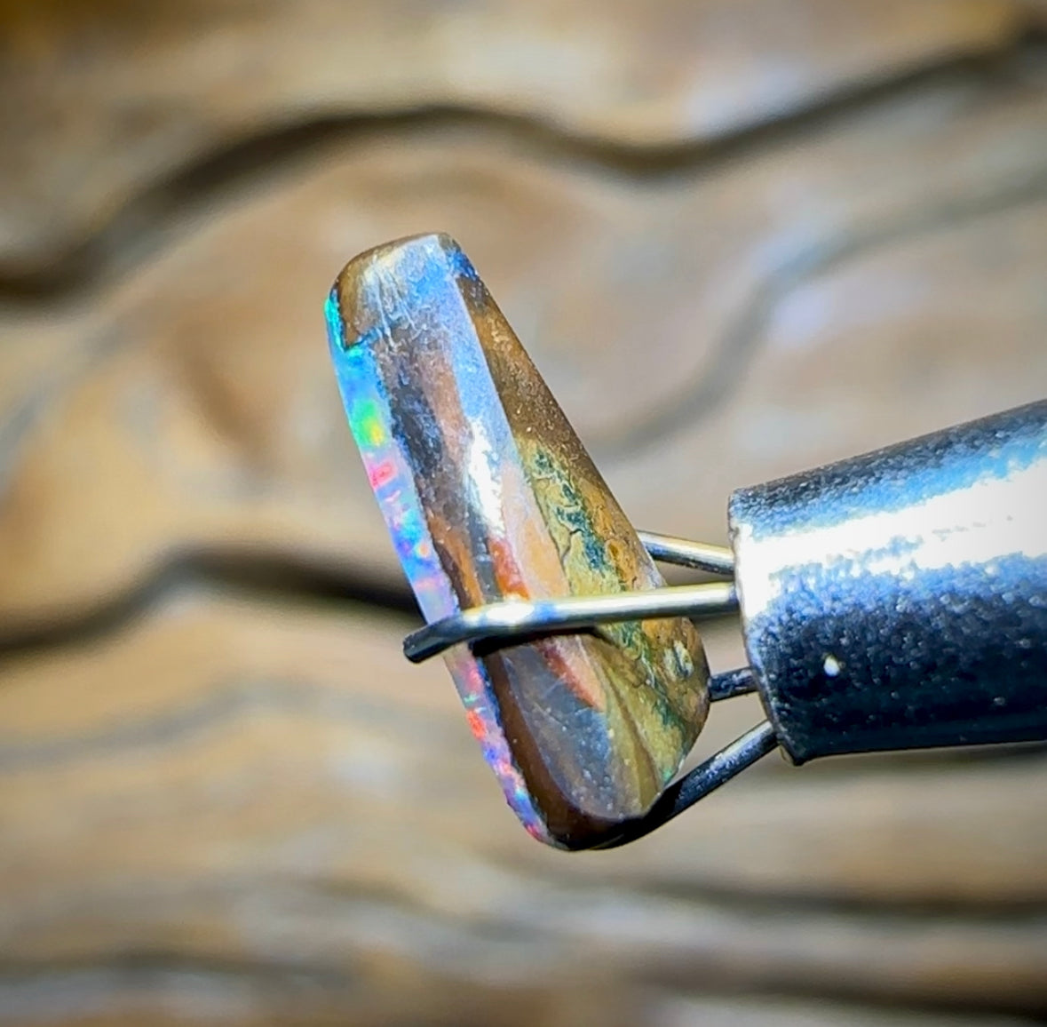 0.95cts - “Sweet Sunset Striation”Queensland Boulder Opal from Winton - Opal Whisperers
