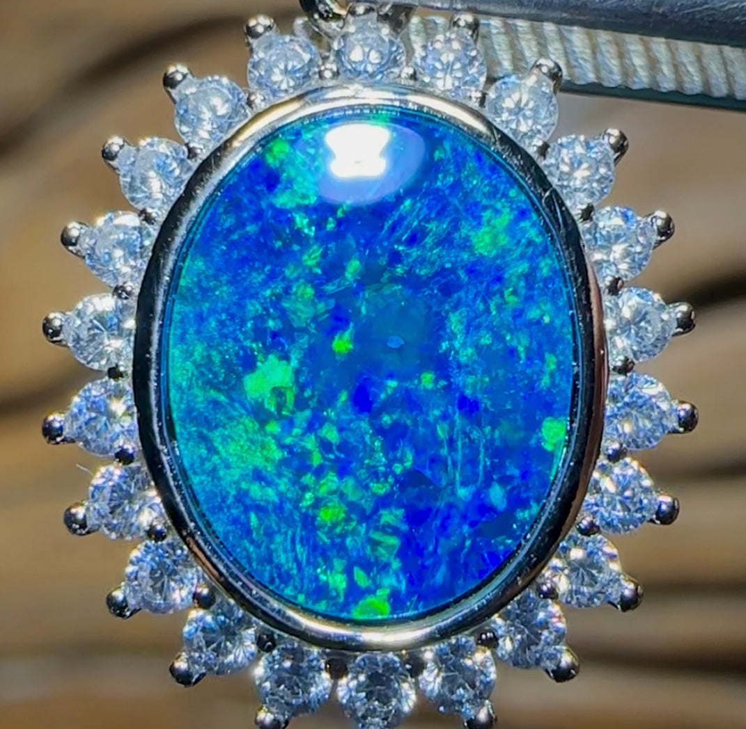 Sterling Silver - Australian Boulder Opal Doublet Pendant - Opal Whisperers