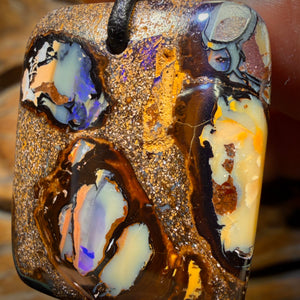 30 x 26mm - Drilled Queensland Boulder Opal Kernel Necklace