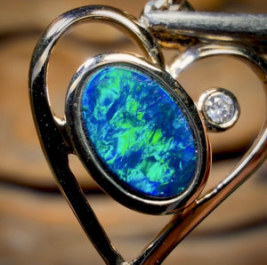 14k Gold - Queensland Boulder Opal Doublet Pendant