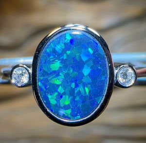 14k White Gold - Queensland Boulder Opal Doublet Ring Special Price