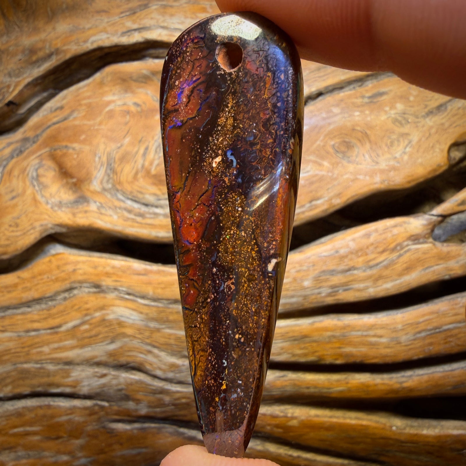 56 x 19mm - Drilled Tribal Queensland Boulder Opal