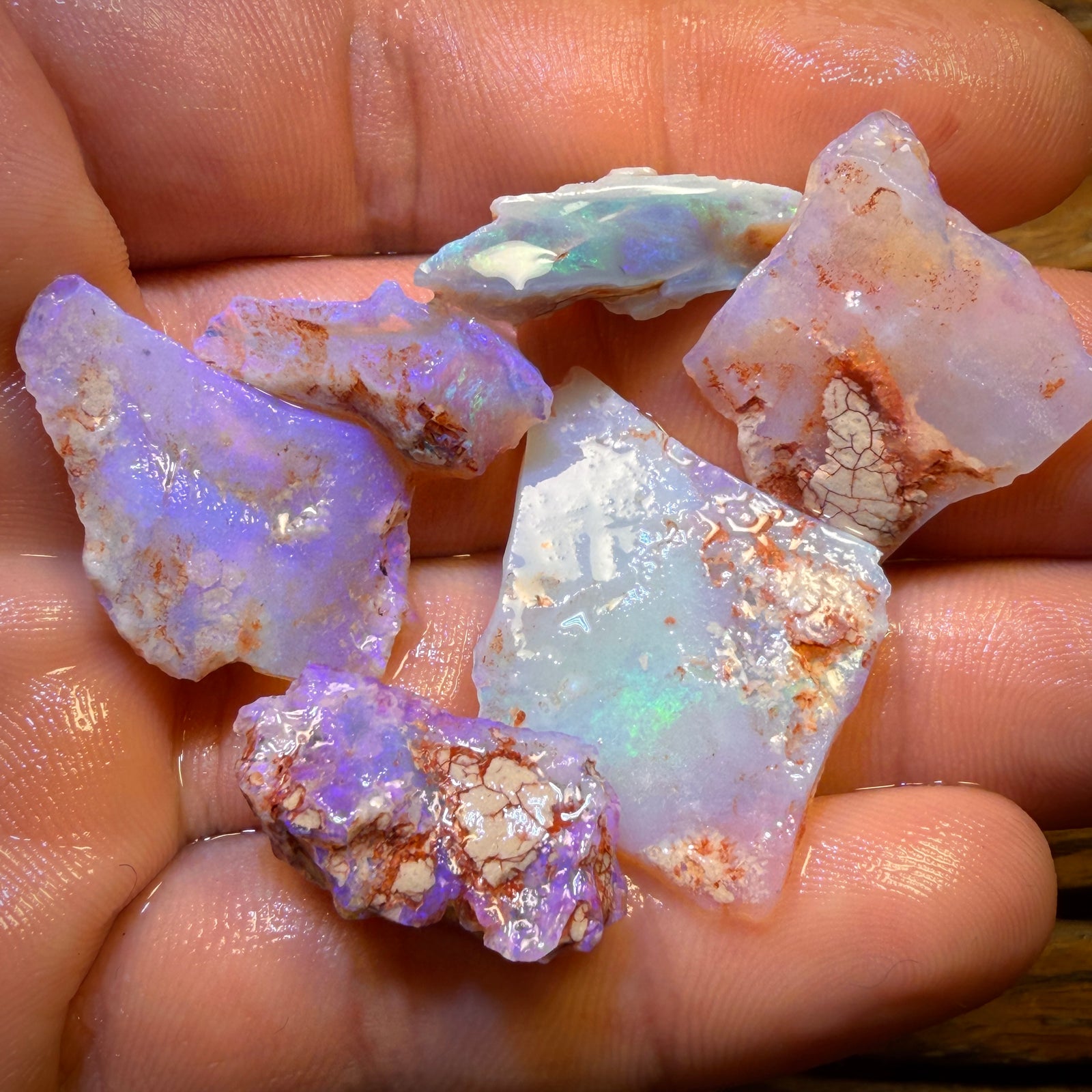 57.1cts - 6x Quality Lightning Ridge Opal Rough Parcel