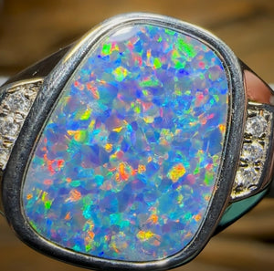 Sterling Silver - TOP Australian Boulder Opal Doublet Ring - Opal Whisperers