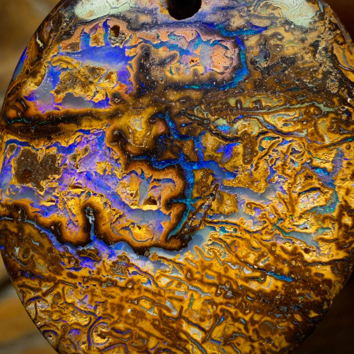 31 x 26mm - Top Tribal Drilled Picture Stone  Queensland Boulder Opal Necklace
