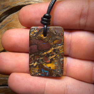 Wild Card! 32 x 22mm - Drilled Tribal Queensland Boulder Opal Necklace