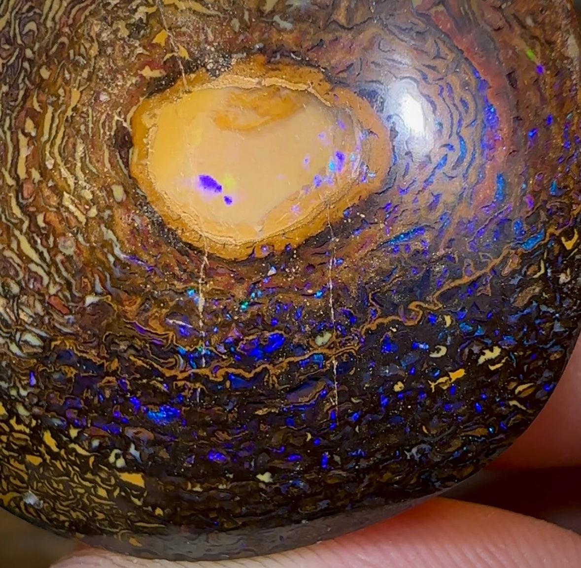 128.7cts - Yowah Nut Opal. Tribal Framed Crystal Centre Amazing Pattern - Opal Whisperers