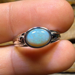 Sterling Silver - UNISEX “Pinky Ring” Solid South Australian Crystal Opal Ring