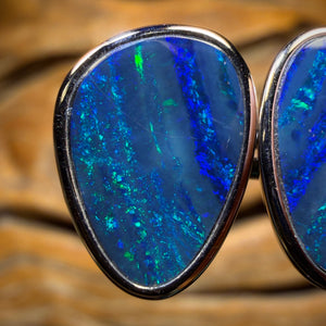 Sterling Silver - Australian Boulder Opal Doublet Stud Earrings