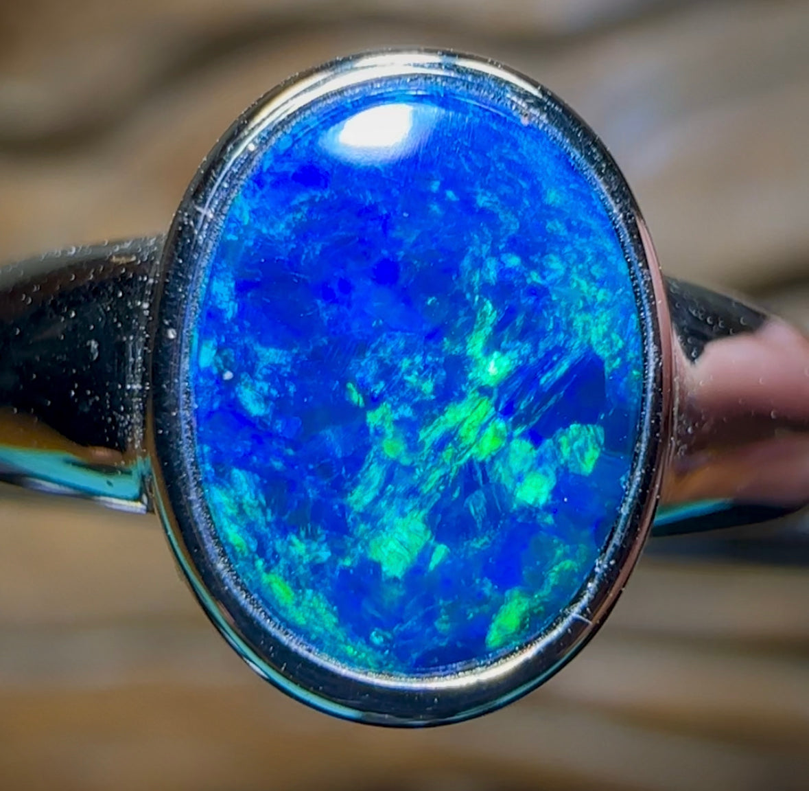 14K White Gold - Queensland Boulder Opal Doublet Ring - Opal Whisperers