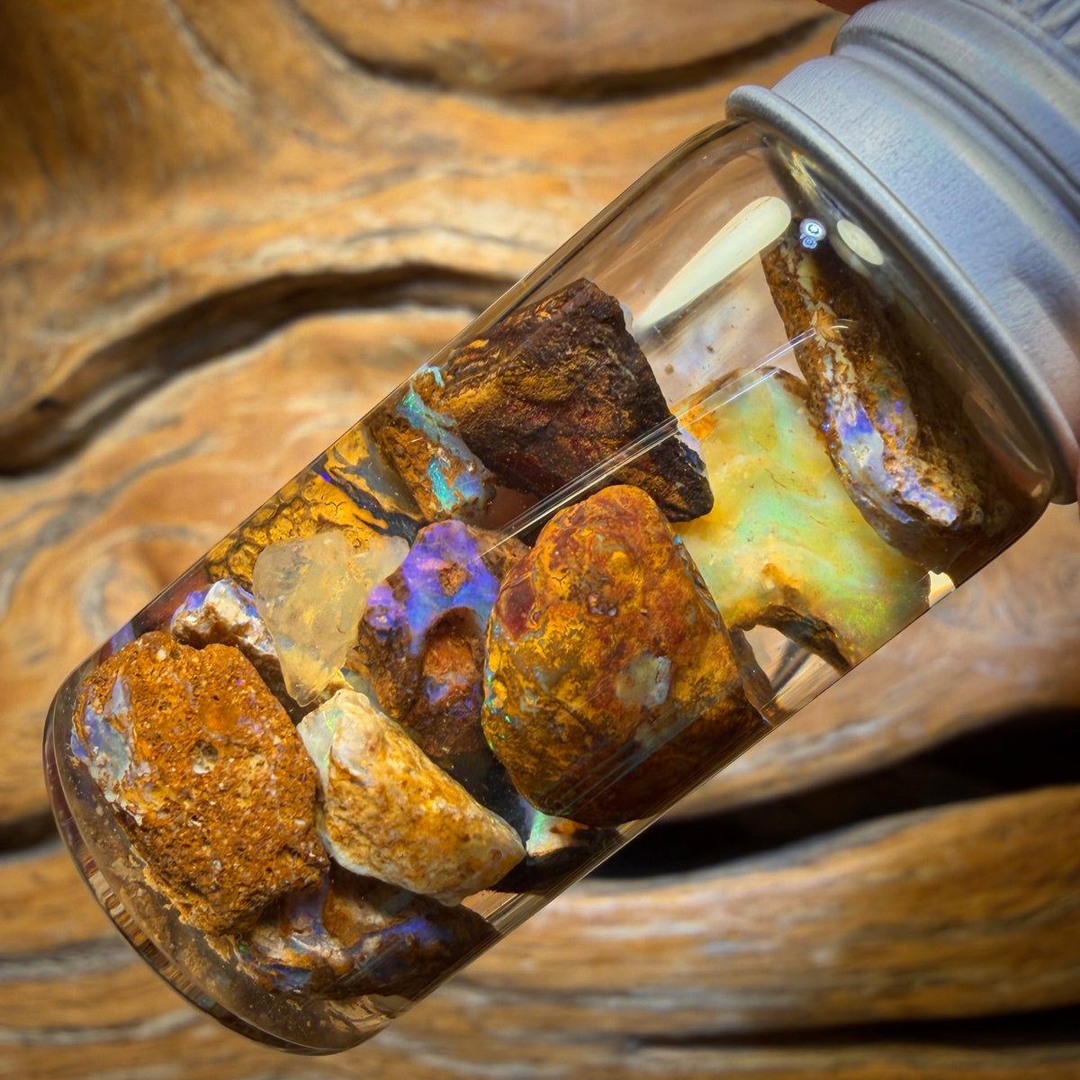 57cts - Jar of Yowah Nut Opal Rough w/ Fossil Opal