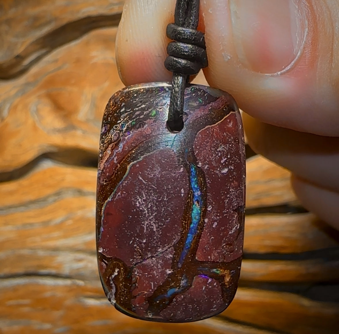 33 x 20mm - Drilled Australian Boulder Opal Necklace