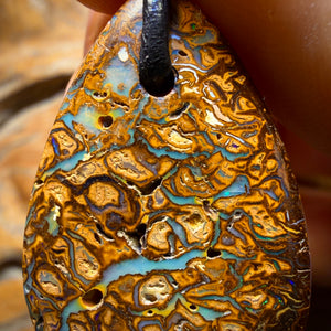 35 x 22mm - Drilled Tribal Queensland Boulder Opal Necklace