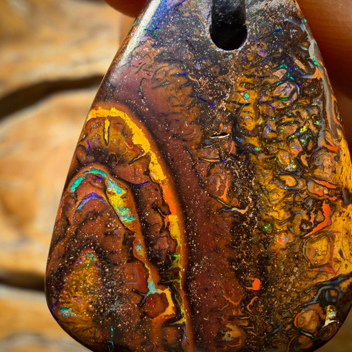 31 x 22mm - Drilled Tribal Queensland Boulder Opal Necklace