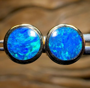 14k Gold - Australian Boulder Opal Doublet Earrings - Opal Whisperers