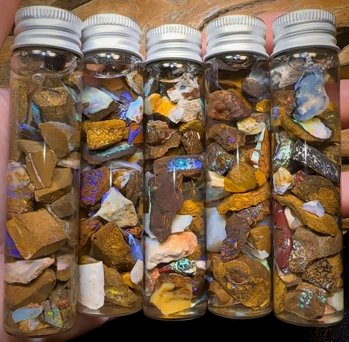 120cts Vials of Mixed Australian Opal Rough. BULK LISTING