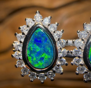 Sterling Silver - Australian Boulder Opal Doublet Stud Earrings