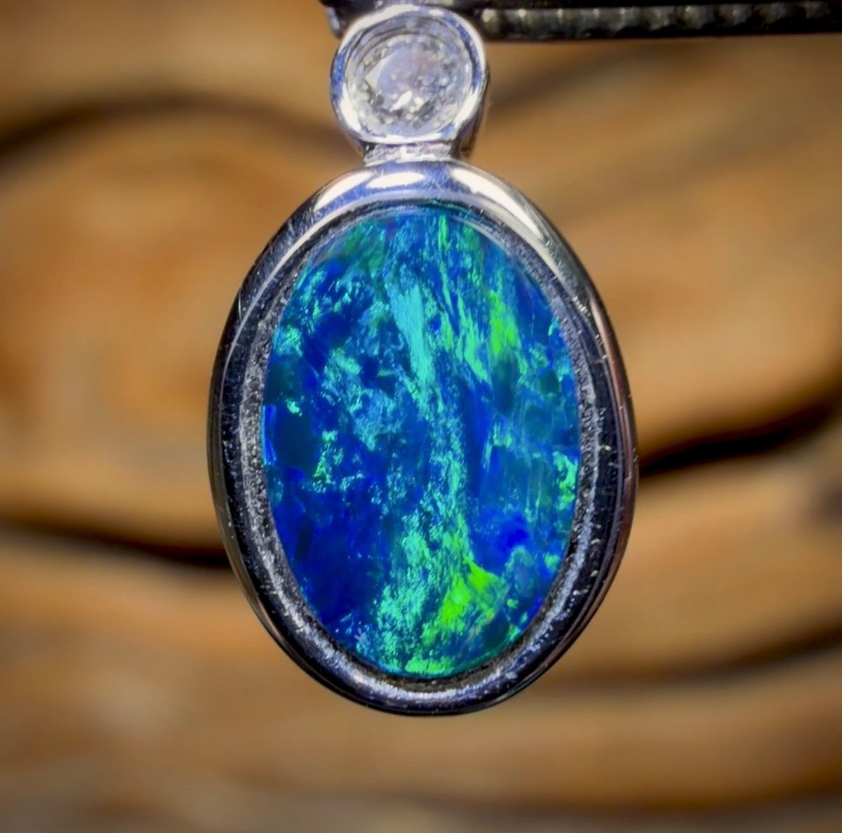 14k White Gold - Queensland Boulder Opal Doublet Pendant Bargain