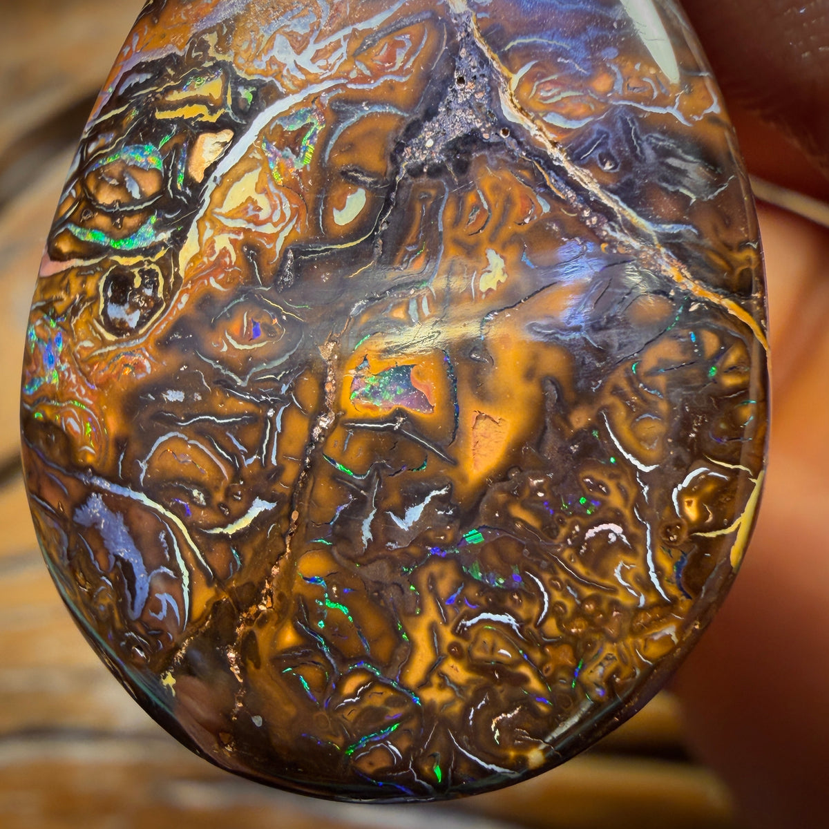 34 x 25mm - Awesome Tribal Drilled Tribal Queensland Boulder Opal Necklace