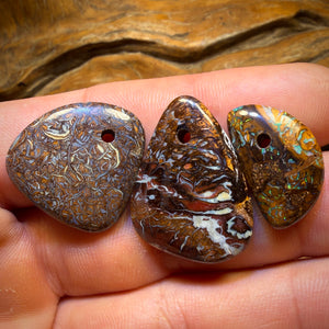 59.1cts - 3x Drilled Queensland Boulder Opals. BARGAIN Wholesale Parcel