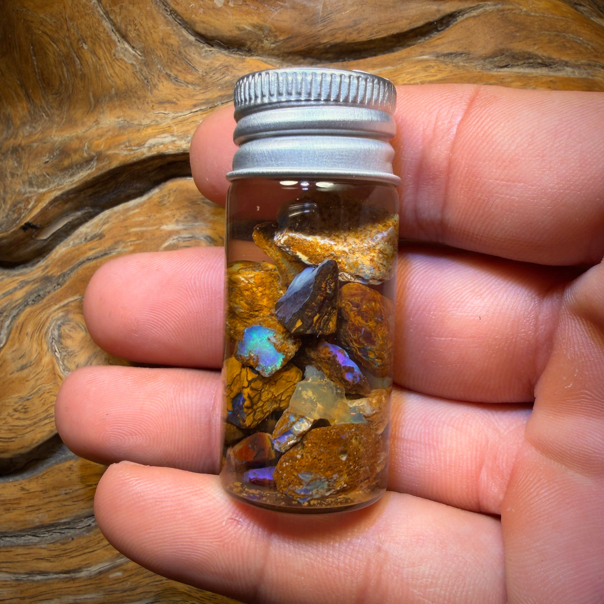57cts - Jar of Yowah Nut Opal Rough w/ Fossil Opal