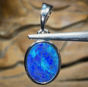 Sterling Silver - Australian Boulder Opal Doublet Pendant - Opal Whisperers