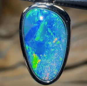 Sterling Silver - Australian Boulder Opal Doublet Pendant - Opal Whisperers