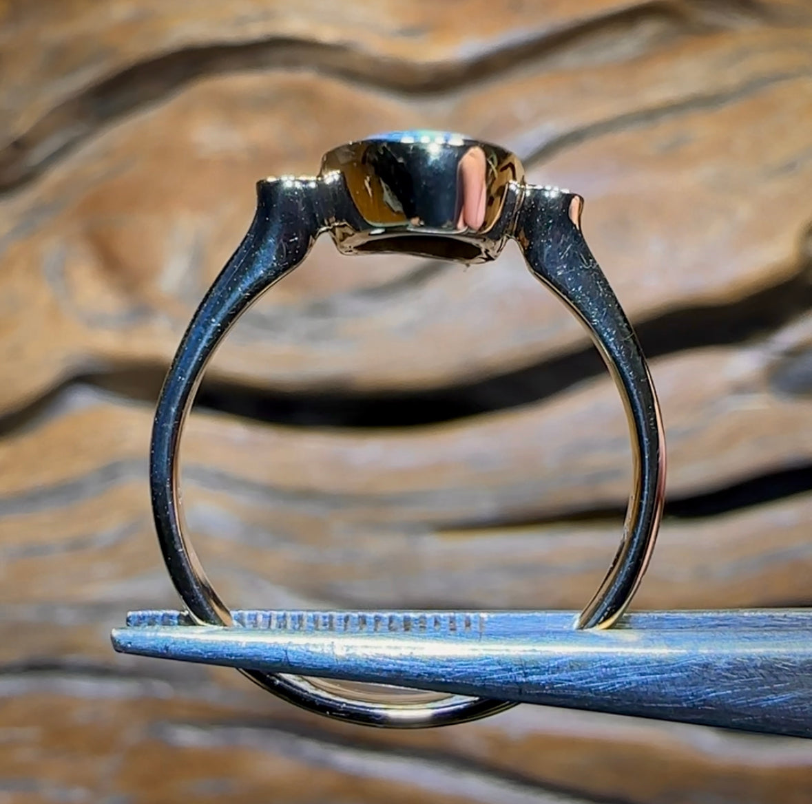 14k Gold - Queensland Boulder Doublet Opal Ring with Diamonds - Opal Whisperers