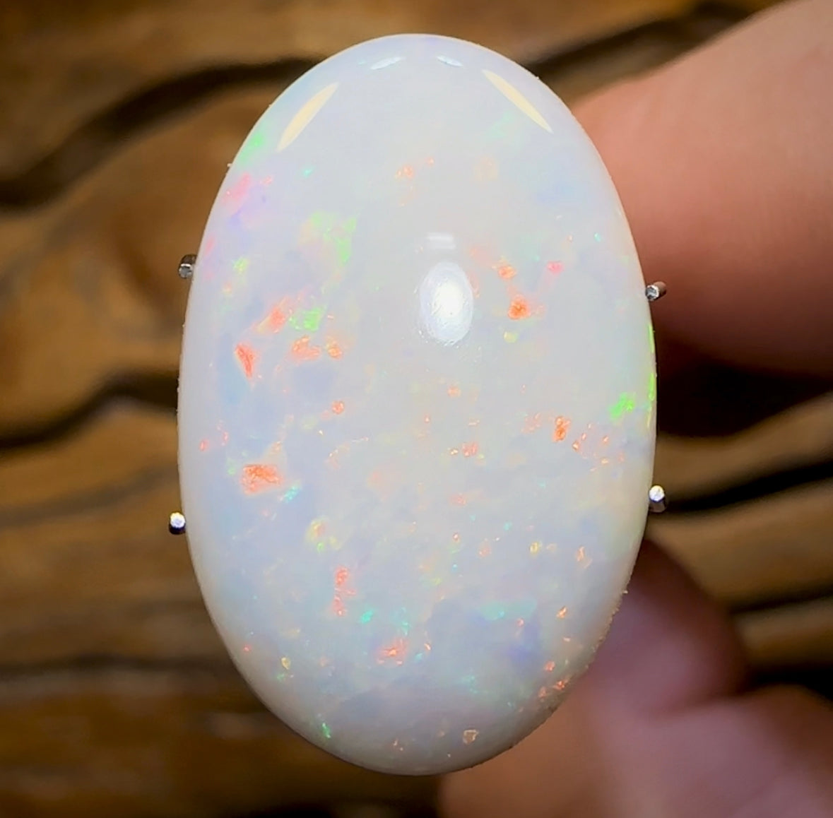 11.8cts - Traditional Oval Cut, South Australian White Opal from Coober Pedy - Opal Whisperers