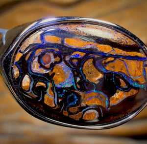 Bague unisexe en argent sterling et opale massive de style tribal