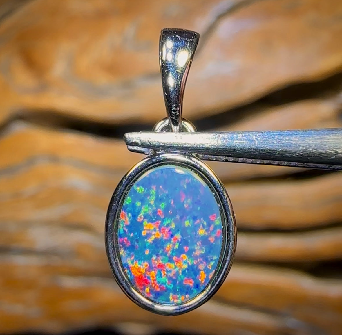 “Classic” Sterling Silver - Queensland Boulder Opal Doublet Pendant