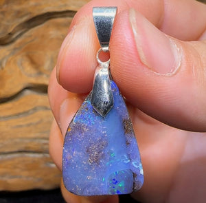 Sterling Silver - Australian Boulder Opal Drilled Pendant - Opal Whisperers