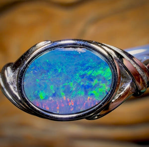 Bague doublet en argent sterling et opale Boulder du Queensland, une excellente affaire
