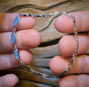 Sterling Silver - Australian Boulder Doublet Opal Bracelet