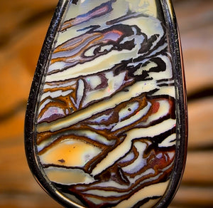 White Tribal Daddy Sterling Silver - UNISEX Solid Tribal Boulder Opal Pendant