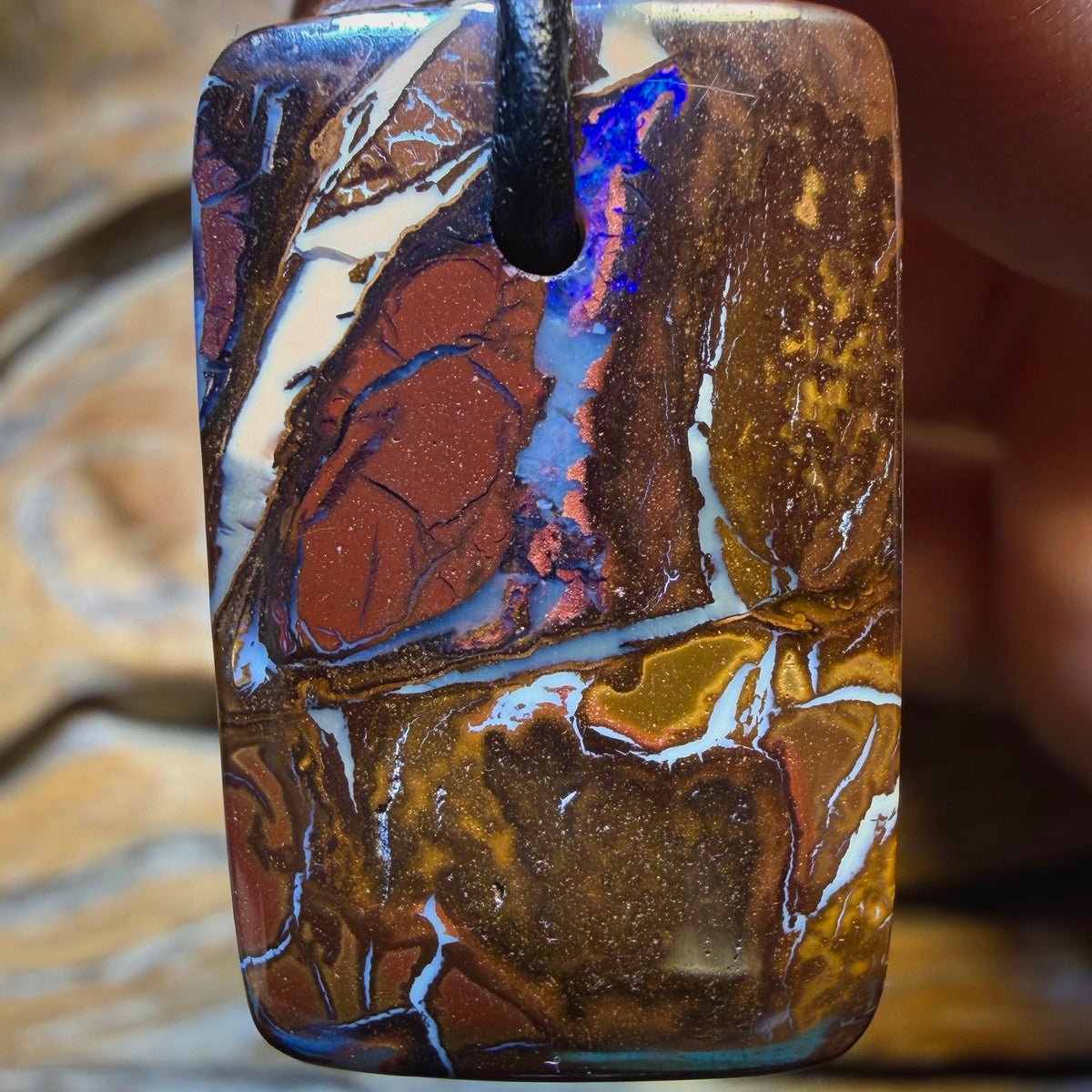 TGIF 28 x 18mm - Drilled Tribal Queensland Boulder Opal Necklace