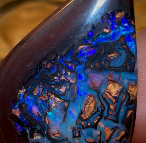 50.6cts - “Deep Blue Tribal”Koroit Nut Kernel Opal