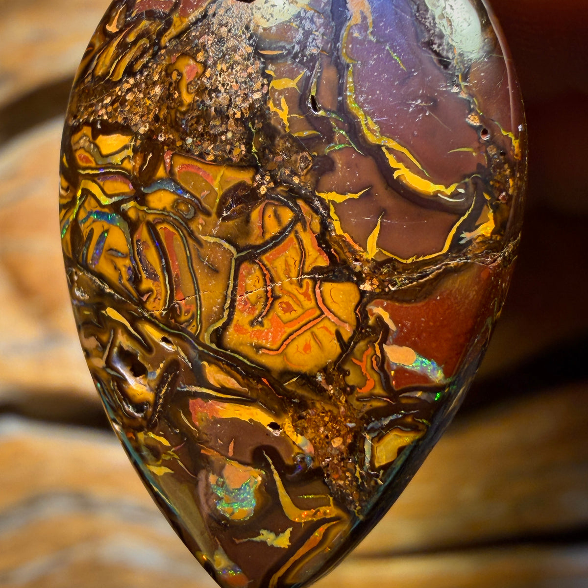 Wildcard! 29 x 20mm - Drilled Tribal Queensland Boulder Opal Necklace