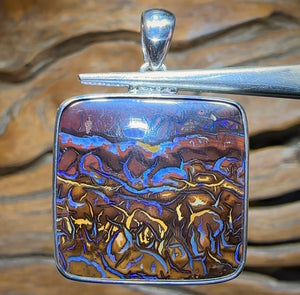 Sterling Silver - Solid Australian Boulder Opal Pendant - Opal Whisperers