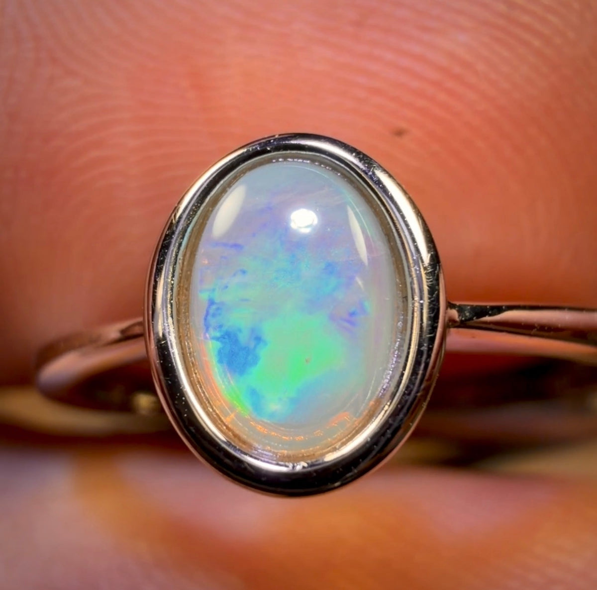 Bague en argent sterling avec opale de cristal d'Australie du Sud