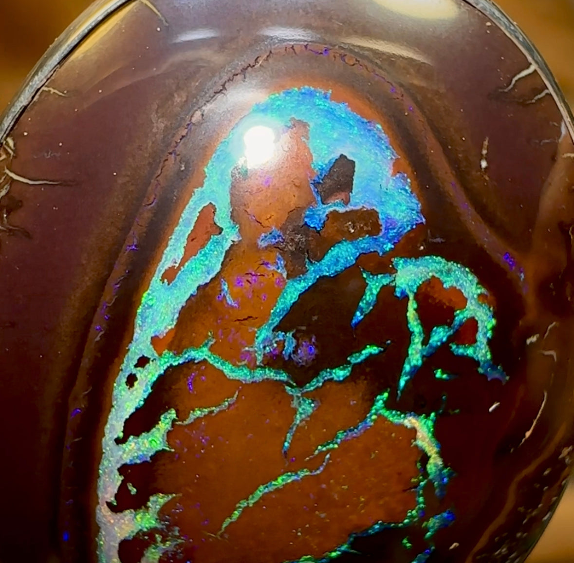 Sterling Silver - Solid Australian Boulder Opal Pendant. Tribal - Opal Whisperers