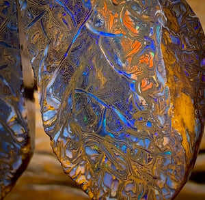 Bargain Card! 217.2cts - Tribal Yowah Nut Opal Rough Pair. Australian Opal