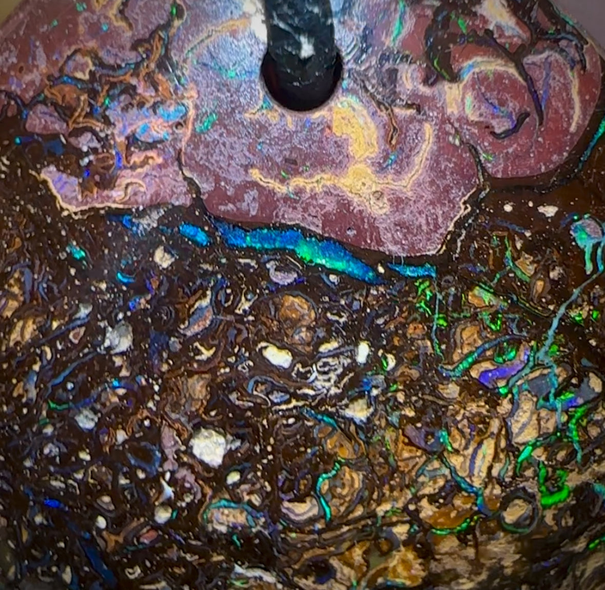 32 x 31mm - Drilled Tribal Australian Boulder Opal Necklace